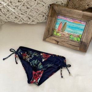 Roxy Tropical Print Bikini Bottoms- navy